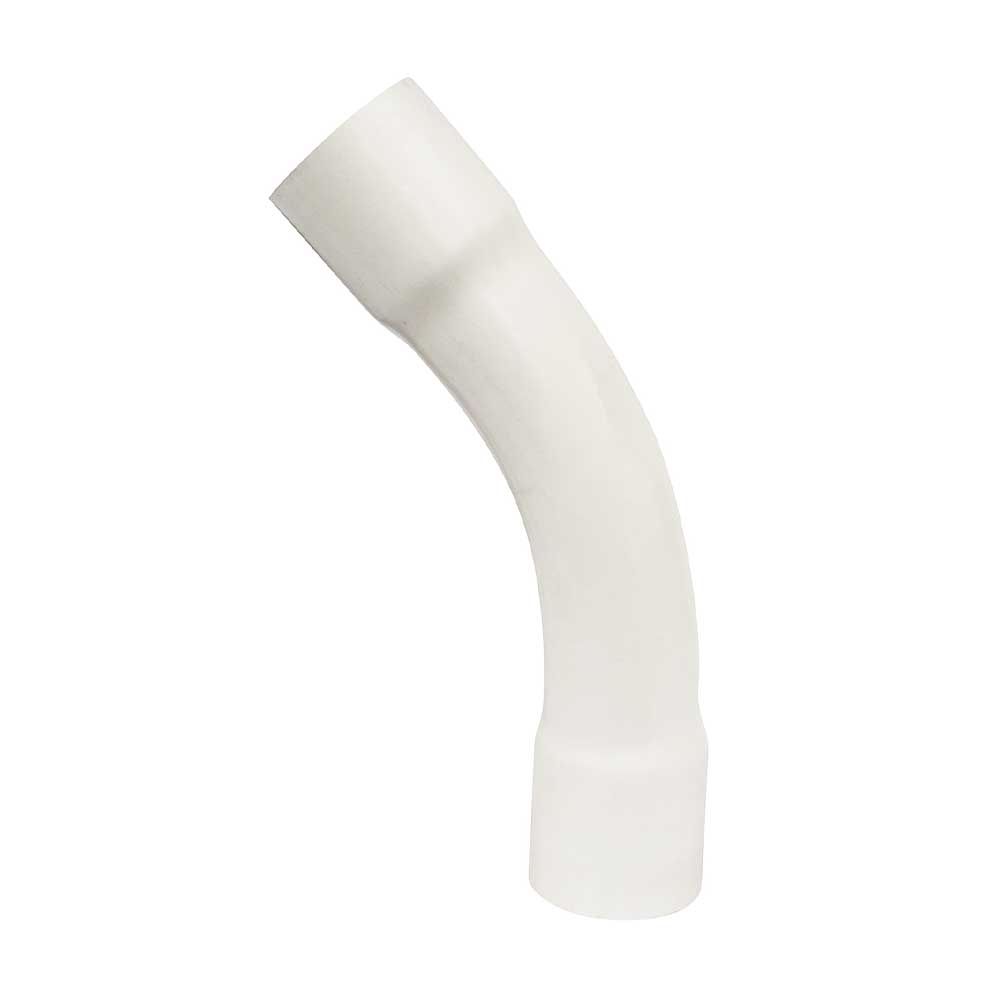 Communication PVC White Conduit Bend Sweep 20mm x 45 Deg x 108mm Radius