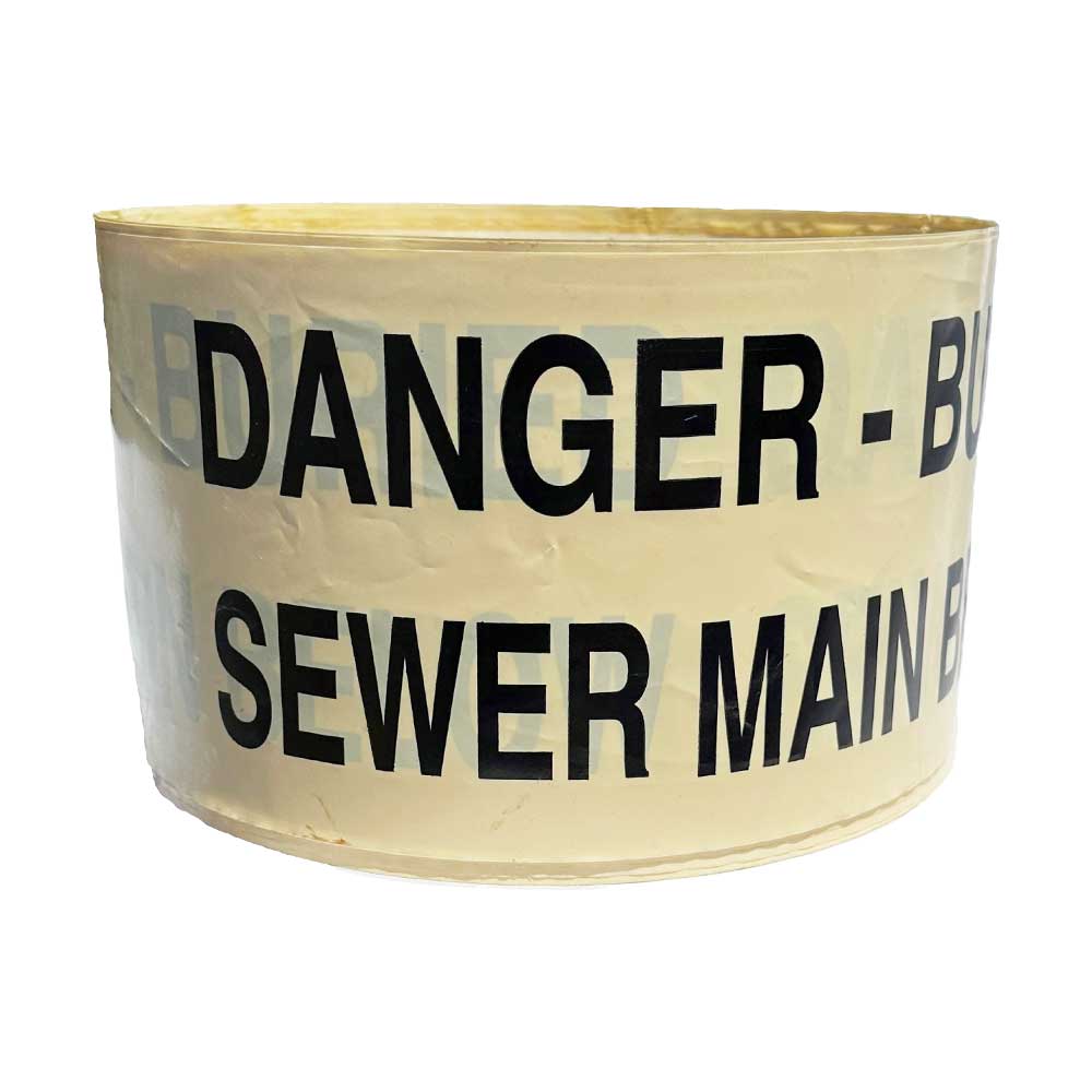 Underground Warning Tape: Danger Buried Sewer Main Below 150mm X 500m