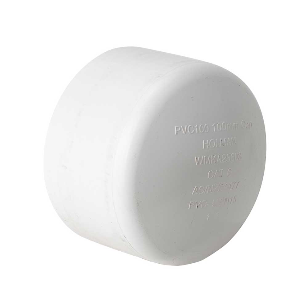 Pressure Pipe PVC White Conduit Cap Push On 100mm