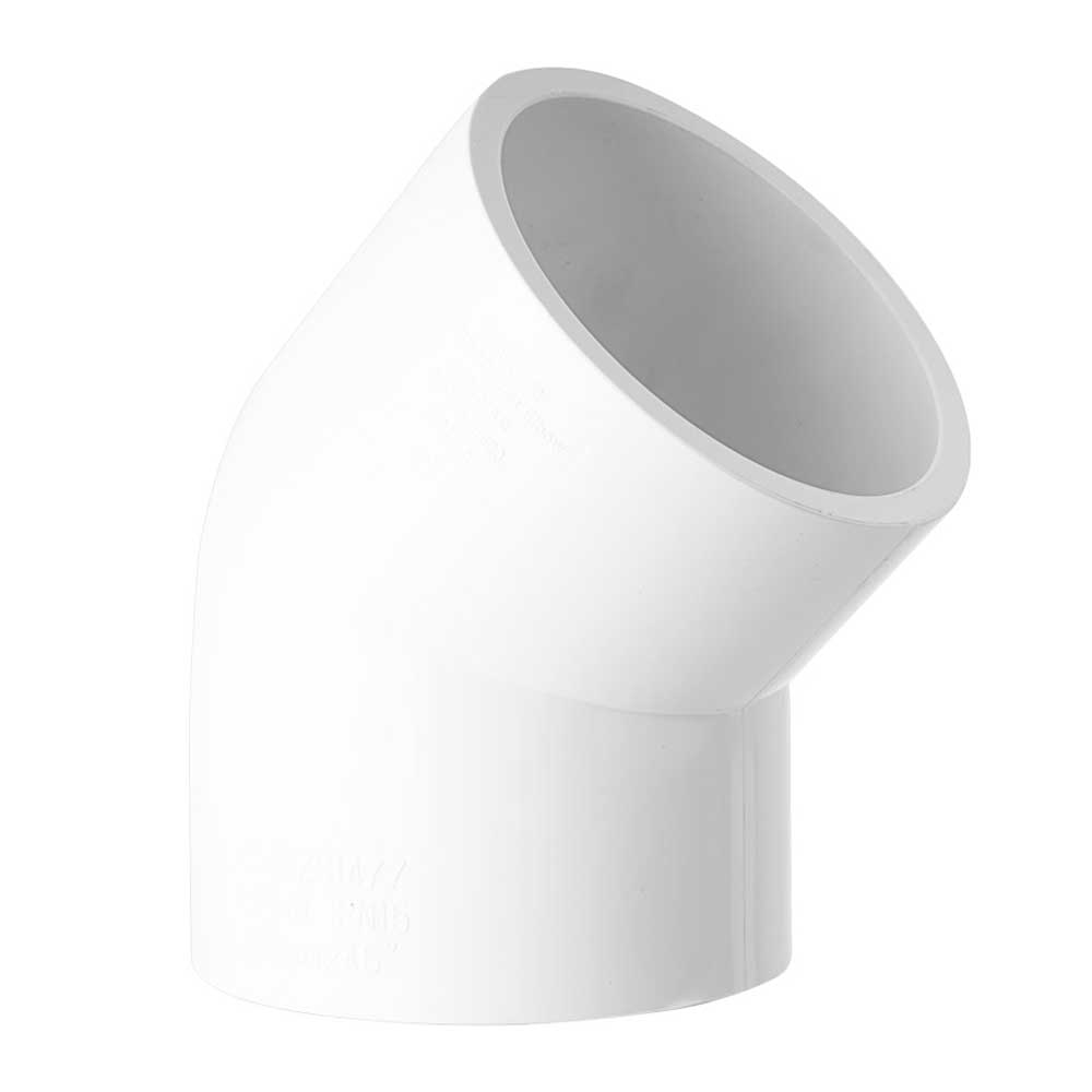 Pressure Pipe PVC White Conduit Elbow Bend 100mm X 45 Deg