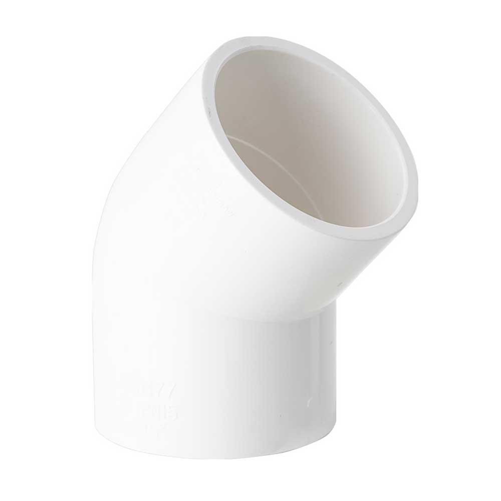 Pressure Pipe PVC White Conduit Elbow Bend 65mm X 45 Deg