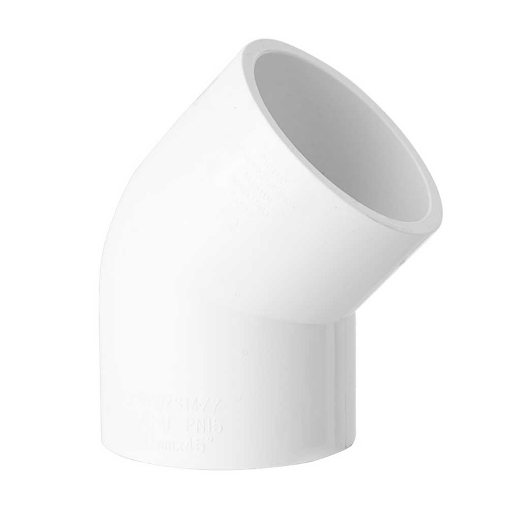 Pressure Pipe PVC White Conduit Elbow Bend 80mm X 45 Deg