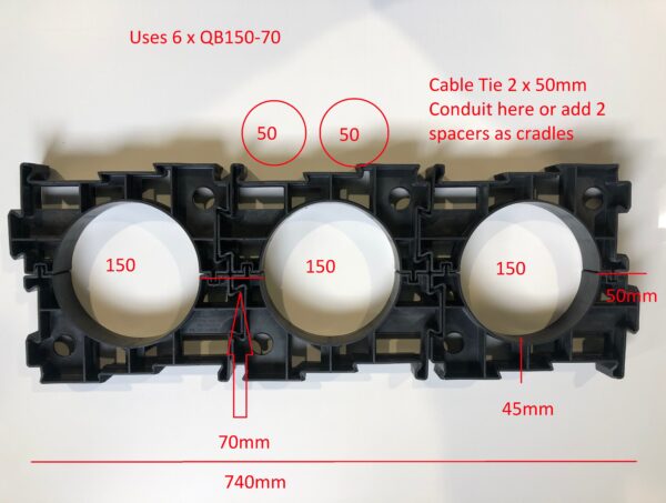 150mm with 75mm Separation Qikbuild Conduit Spacer