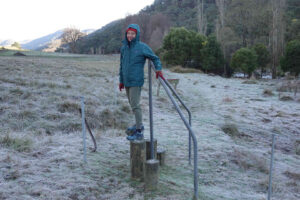 There were many stiles to cross on the walk. Note how much frost is on the ground.