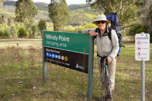 Windy Point, our home for the night. the sign seemed to indicate picnic tables. We were a bit disappointed that these didnt exist and we had to sit on the ground.